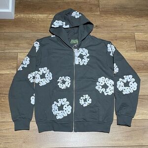 Denim Tears Gray Rhinestone Zip Hoodie